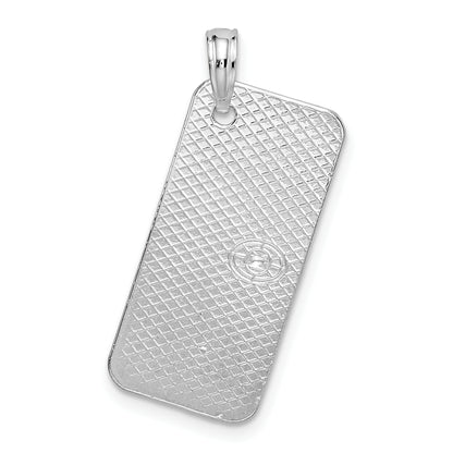Sterling Silver De-Ani Rhodium-Plated Textured Florida Sanibel License Plate Pendant