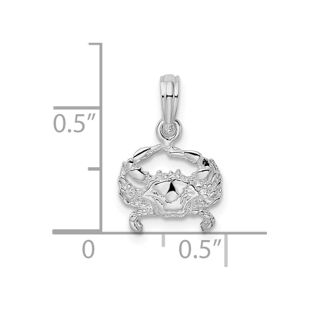 Sterling Silver De-Ani Rhodium-Plated Polished Blue Crab Pendant