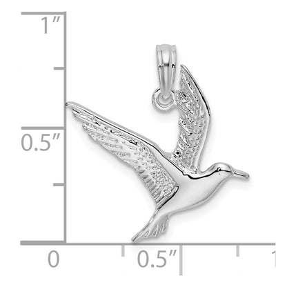 Sterling Silver De-Ani Rhodium-Plated Polished Flying Seagull Pendant