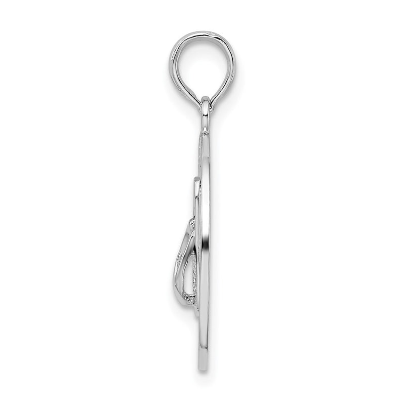 Sterling Silver De-Ani Rhodium-Plated Ocean City Maryland Circle With Flip-Flop Pendant