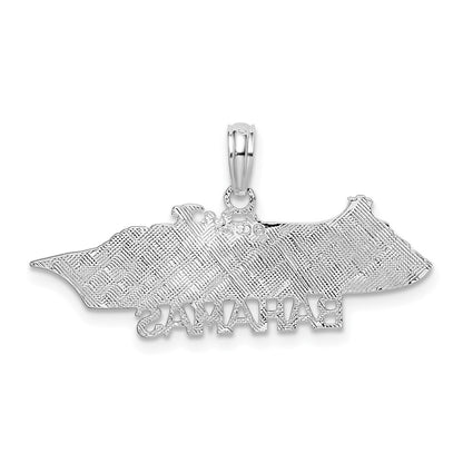 Sterling Silver De-Ani Rhodium-Plated Polished Bahamas Cruise Ship Pendant