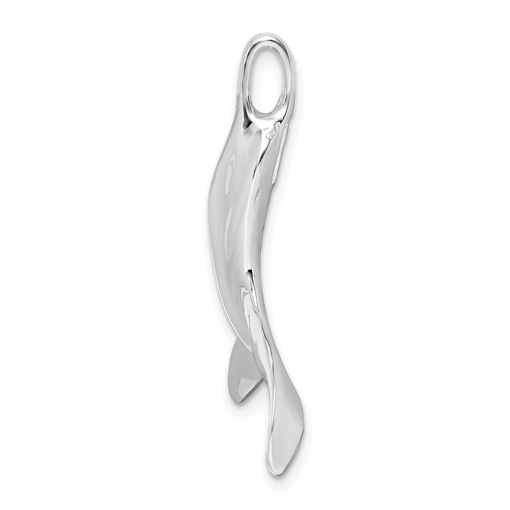 Sterling Silver De-Ani Rhodium-Plated Polished 3D Whale Tail Pendant
