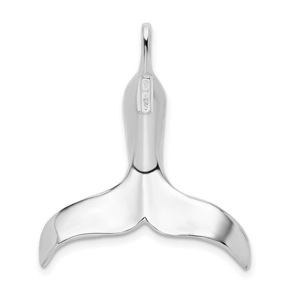 Sterling Silver De-Ani Rhodium-Plated Polished 3D Whale Tail Pendant