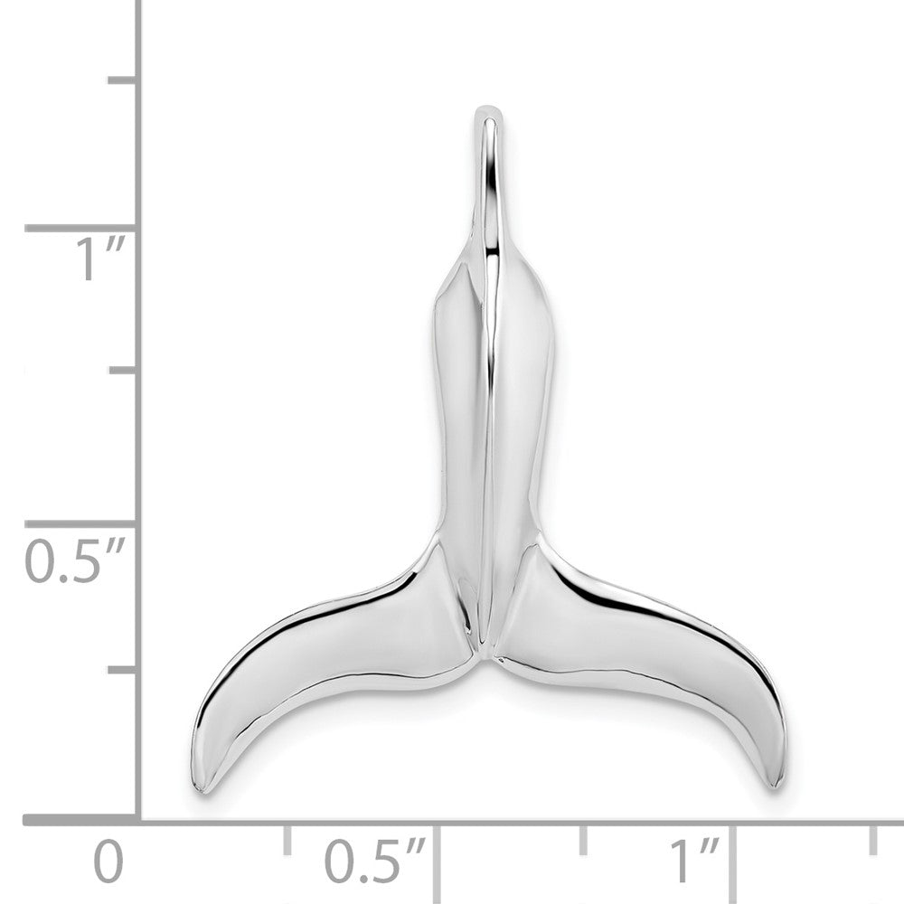 Sterling Silver De-Ani Rhodium-Plated Polished 3D Whale Tail Pendant