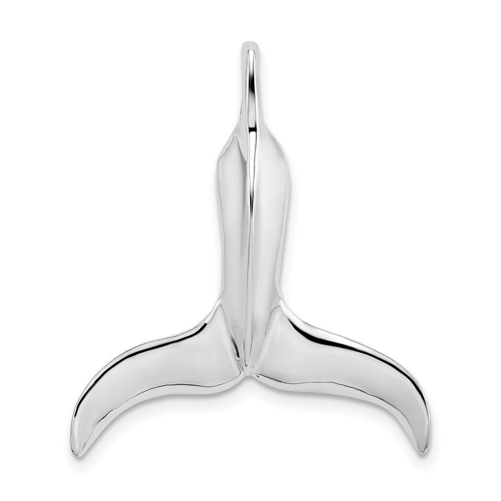 Sterling Silver De-Ani Rhodium-Plated Polished 3D Whale Tail Pendant
