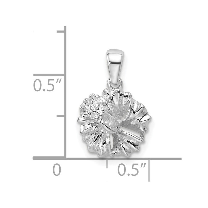 Sterling Silver Polished Hibiscus Flower Pendant