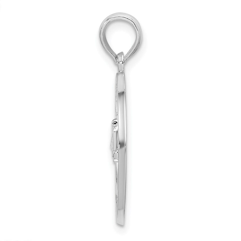 Sterling Silver De-Ani Rhodium-Plated Textured Charleston With Bridge Pendant