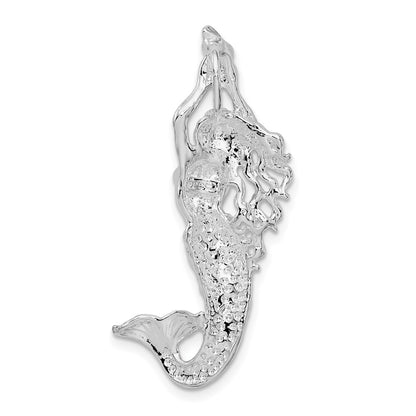 Sterling Silver De-Ani Rhodium-Plated Polished Mermaid With Shell Slide
