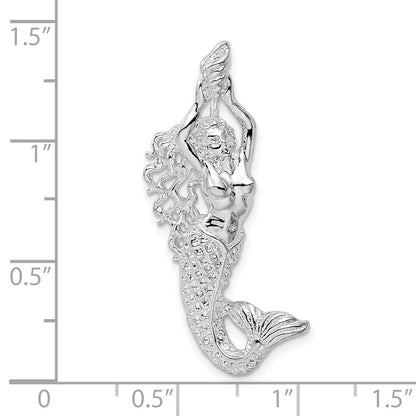 Sterling Silver De-Ani Rhodium-Plated Polished Mermaid With Shell Slide