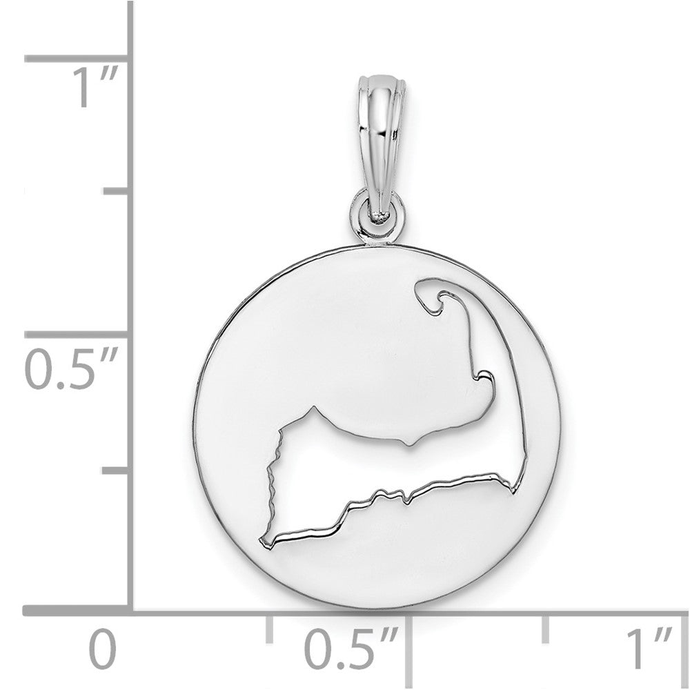 Sterling Silver De-Ani Rhodium-Plated Polished Cape Cod Cut-Out Pendant