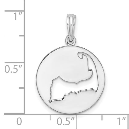 Sterling Silver De-Ani Rhodium-Plated Polished Cape Cod Cut-Out Pendant