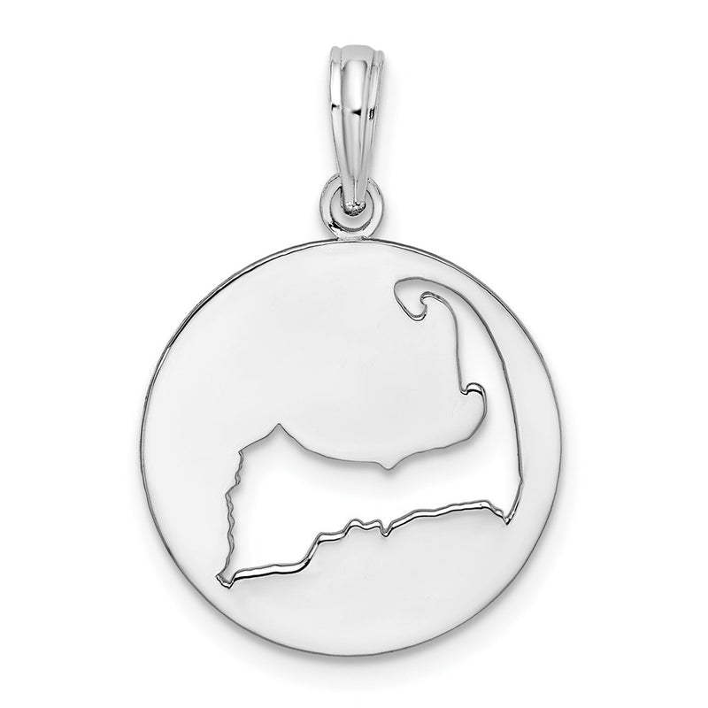 Sterling Silver De-Ani Rhodium-Plated Polished Cape Cod Cut-Out Pendant
