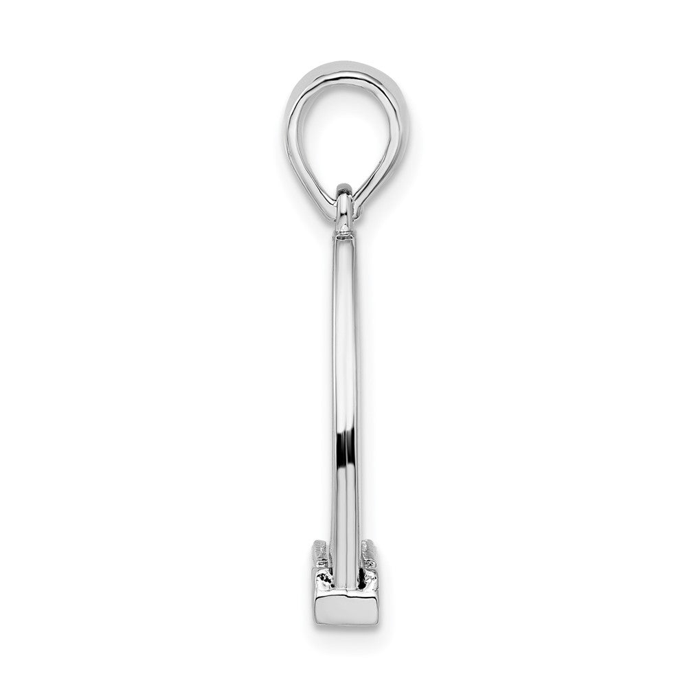 Sterling Silver De-Ani Rhodium-Plated Polished 3D Large Horse Stirrup Pendant