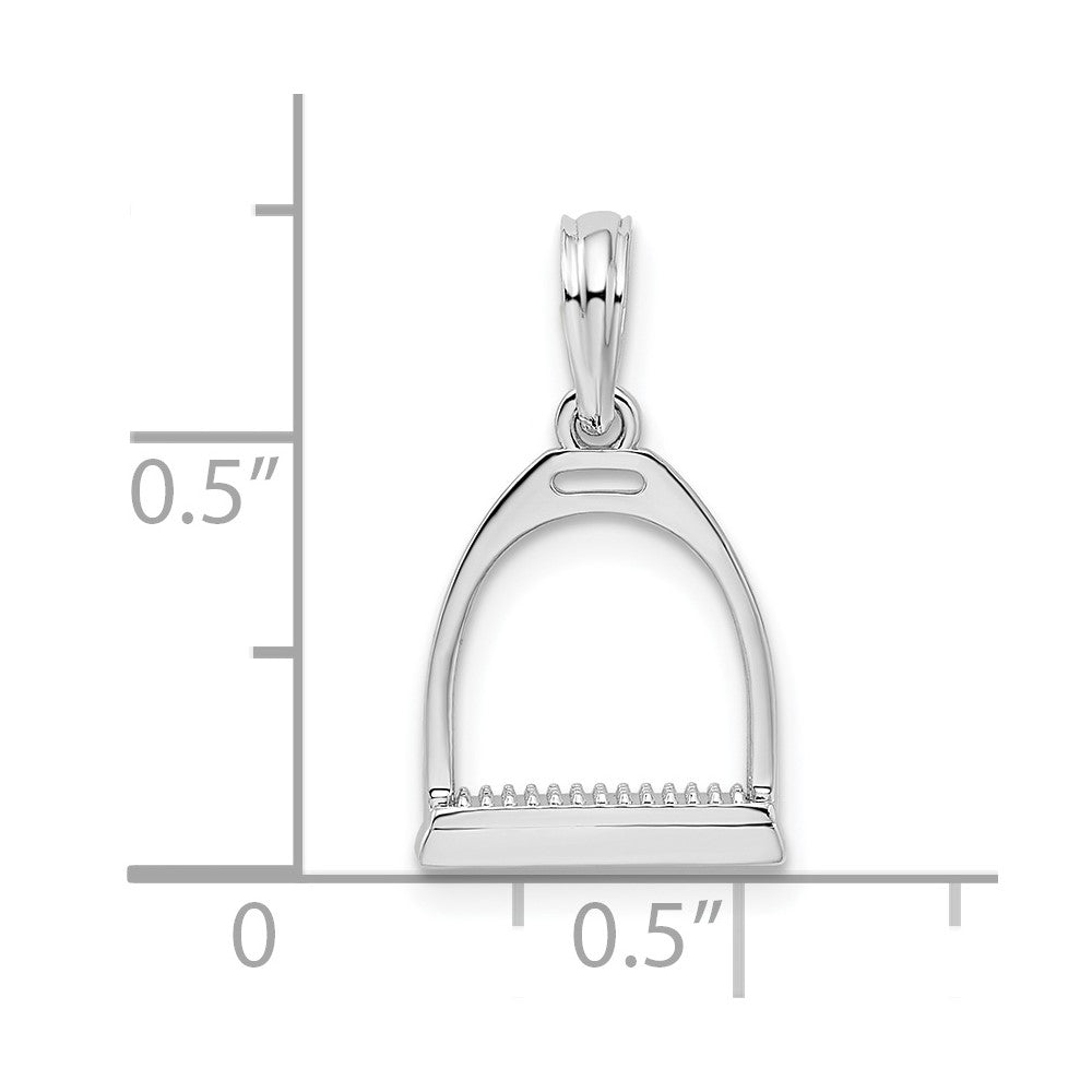 Sterling Silver De-Ani Rhodium-Plated Polished 3D Horse Stirrup Pendant