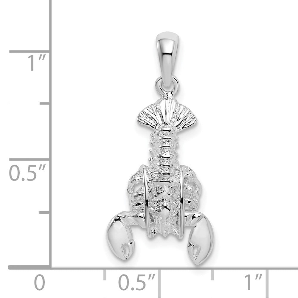 Sterling Silver De-Ani Rhodium-Plated Polished Moveable Lobster Pendant