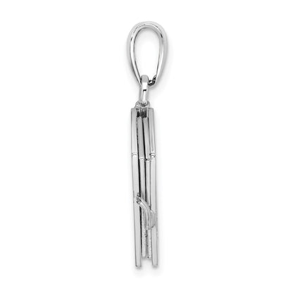 Sterling Silver De-Ani Rhodium-Plated Moveable 3D Lord'S Prayer Bible Pendant