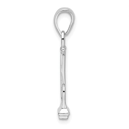 Sterling Silver De-Ani Rhodium-Plated Polished 3D Navy Anchor Pendant