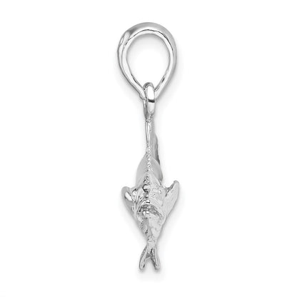 Sterling Silver De-Ani Rhodium-Plated Polished 3D Cobia Fish Pendant