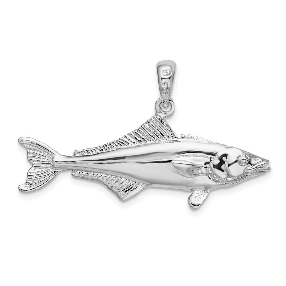 Sterling Silver De-Ani Rhodium-Plated Polished 3D Cobia Fish Pendant