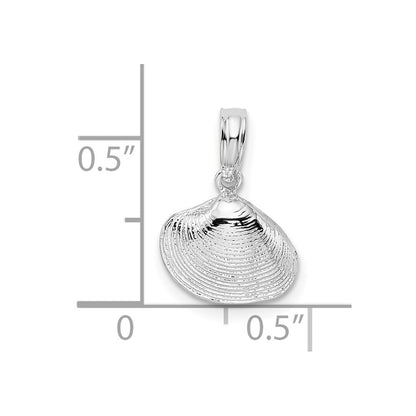Sterling Silver De-Ani Rhodium-Plated Polished Clam Shell Pendant