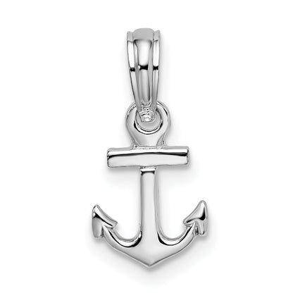 Sterling Silver De-Ani Rhodium-Plated Polished 3D Mini Anchor Pendant