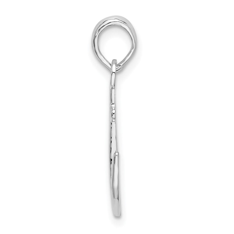 Sterling Silver De-Ani Rhodium-Plated Polished Anchor Pendant