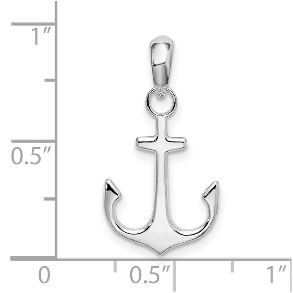 Sterling Silver De-Ani Rhodium-Plated Polished Anchor Pendant