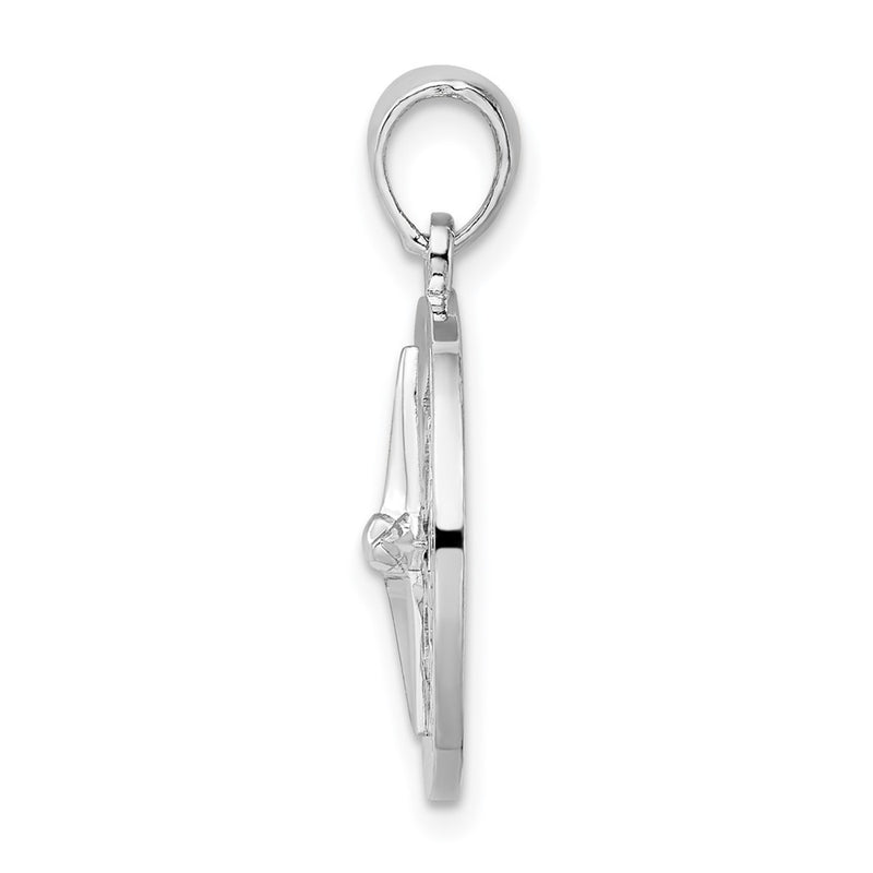 Sterling Silver De-Ani Rhodium-Plated Polished Nautical Compass Pendant