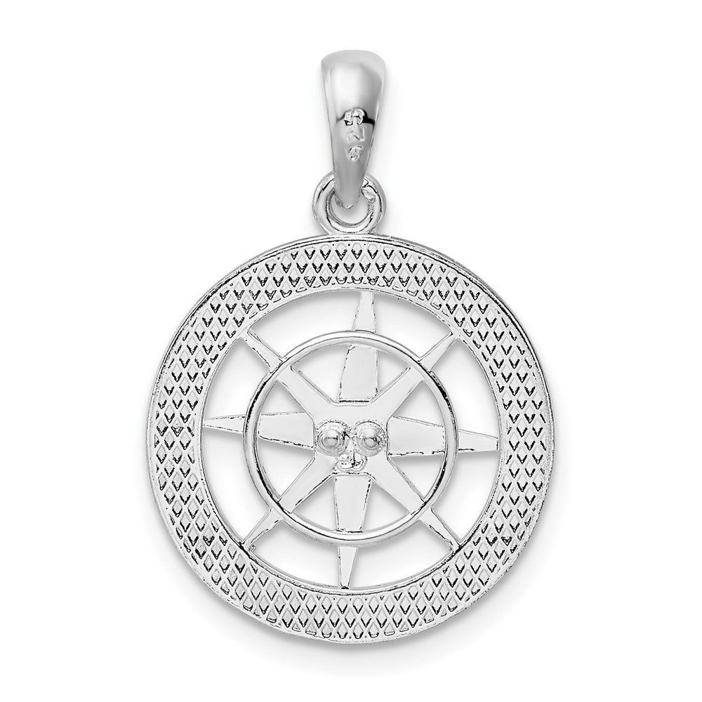 Sterling Silver De-Ani Rhodium-Plated Polished Nautical Compass Pendant