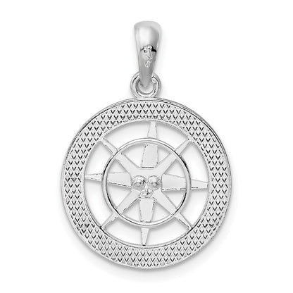 Sterling Silver De-Ani Rhodium-Plated Polished Nautical Compass Pendant