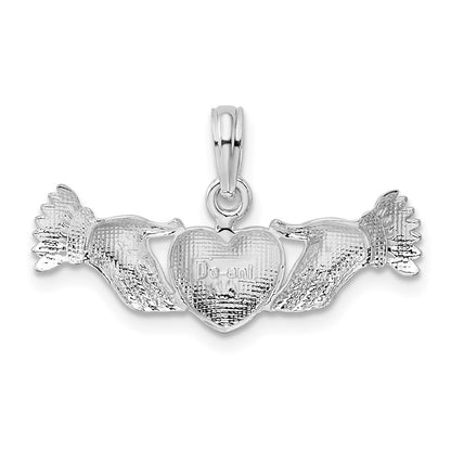 Sterling Silver De-Ani Polished Heart Hands Pendant