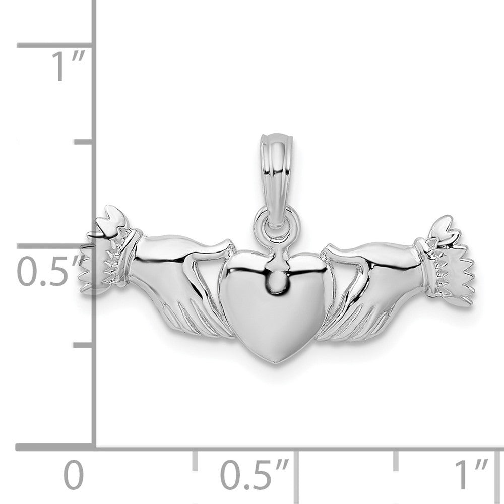 Sterling Silver De-Ani Polished Heart Hands Pendant