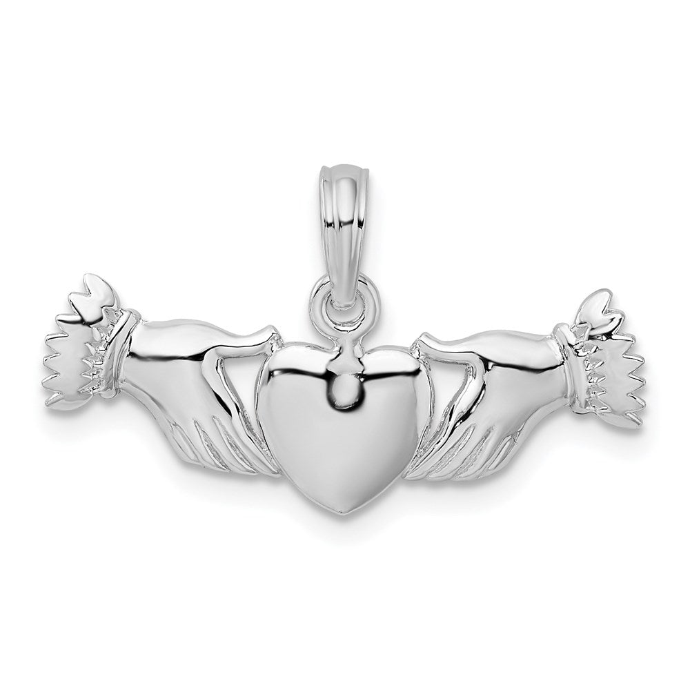 Sterling Silver De-Ani Polished Heart Hands Pendant