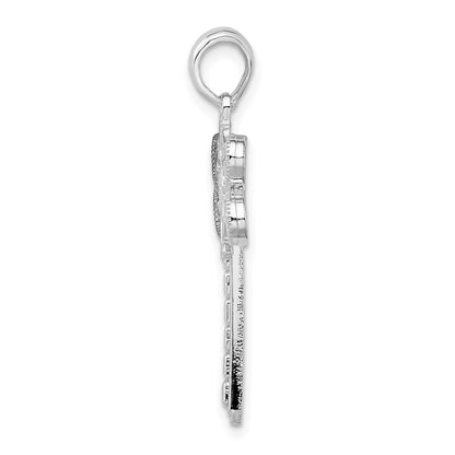 Sterling Silver De-Ani Rhodium-Plated Polished Cut-Out Dragonfly Pendant