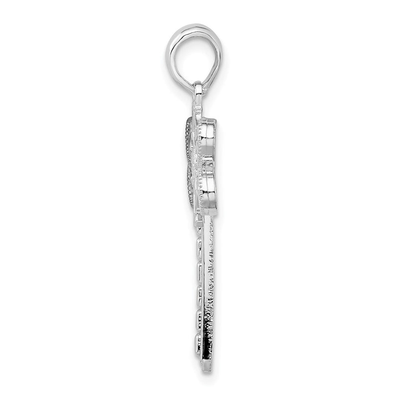 Sterling Silver De-Ani Rhodium-Plated Polished Cut-Out Dragonfly Pendant