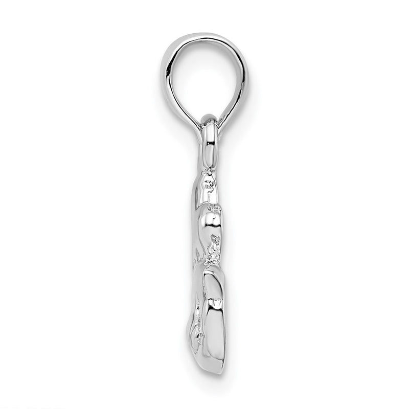 Sterling Silver De-Ani Rhodium-Plated Polished I Heart My Cat Pendant