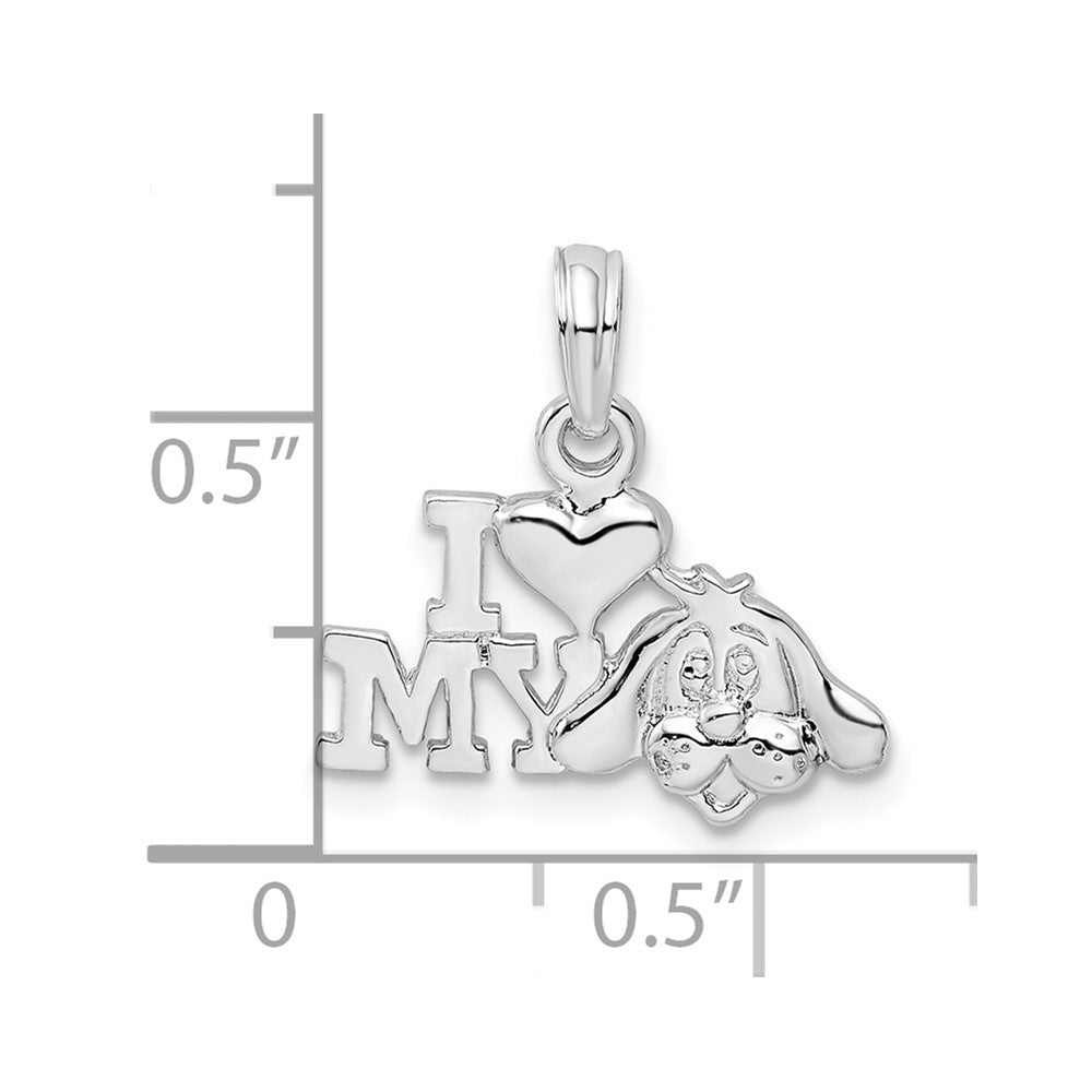 Sterling Silver De-Ani Rhodium-Plated Polished I Heart My Dog Pendant
