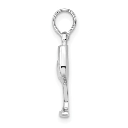 Sterling Silver De-Ani Rhodium-Plated Polished Wine Glass Pendant
