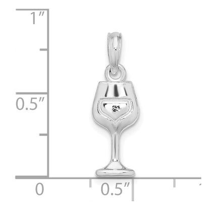 Sterling Silver De-Ani Rhodium-Plated Polished Wine Glass Pendant