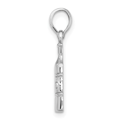 Sterling Silver De-Ani Rhodium-Plated Polished Wine Bottle Pendant