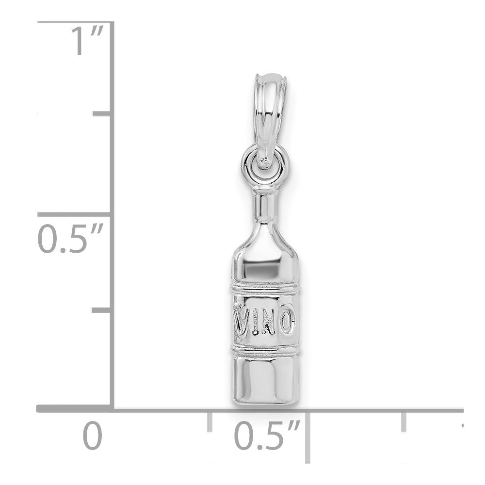 Sterling Silver De-Ani Rhodium-Plated Polished Wine Bottle Pendant