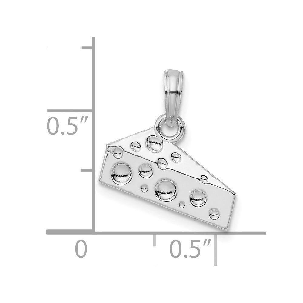Sterling Silver De-Ani Rhodium-Plated Polished Cheese Wedge Pendant