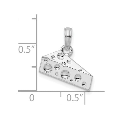 Sterling Silver De-Ani Rhodium-Plated Polished Cheese Wedge Pendant