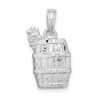 Sterling Silver De-Ani Polished Wine Barrel With Grapes Pendant
