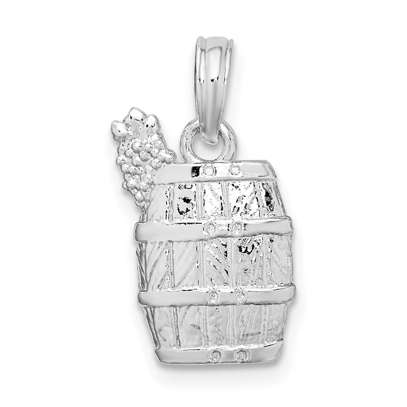 Sterling Silver De-Ani Polished Wine Barrel With Grapes Pendant