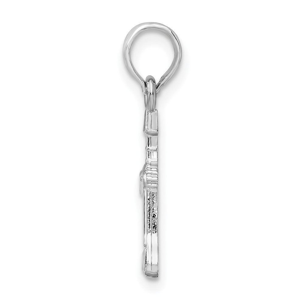 Sterling Silver De-Ani Rhodium-Plated Polished Wine Bottle Opener Pendant