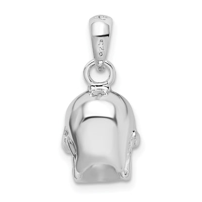 Sterling Silver De-Ani Rhodium-Plated Polished 3D Skull Pendant
