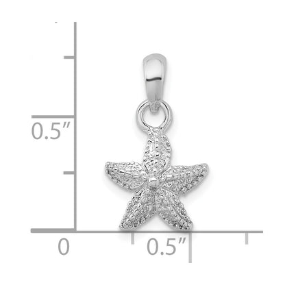 Sterling Silver De-Ani Rhodium-Plated Polished Starfish Pendant