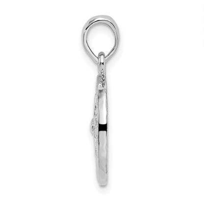 Sterling Silver De-Ani Rhodium-Plated Polished Sand Dollar Pendant