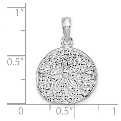 Sterling Silver De-Ani Rhodium-Plated Polished Sand Dollar Pendant